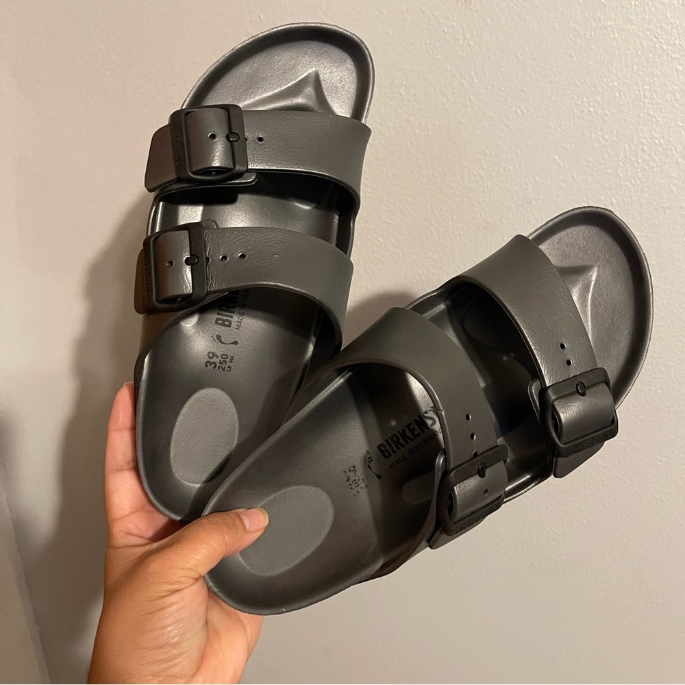 Gray metallic Foam Birkenstock Sandals